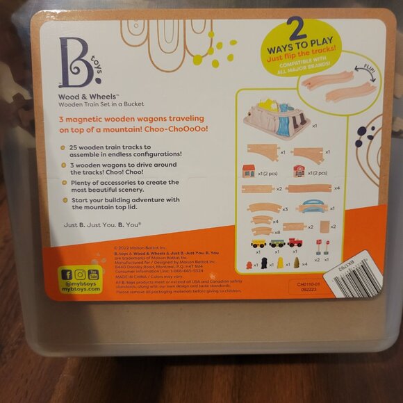 B. Toys Wood & Wheels Wooden Train Set in a Bucket 47 Pieces! - Picture 5 of 5